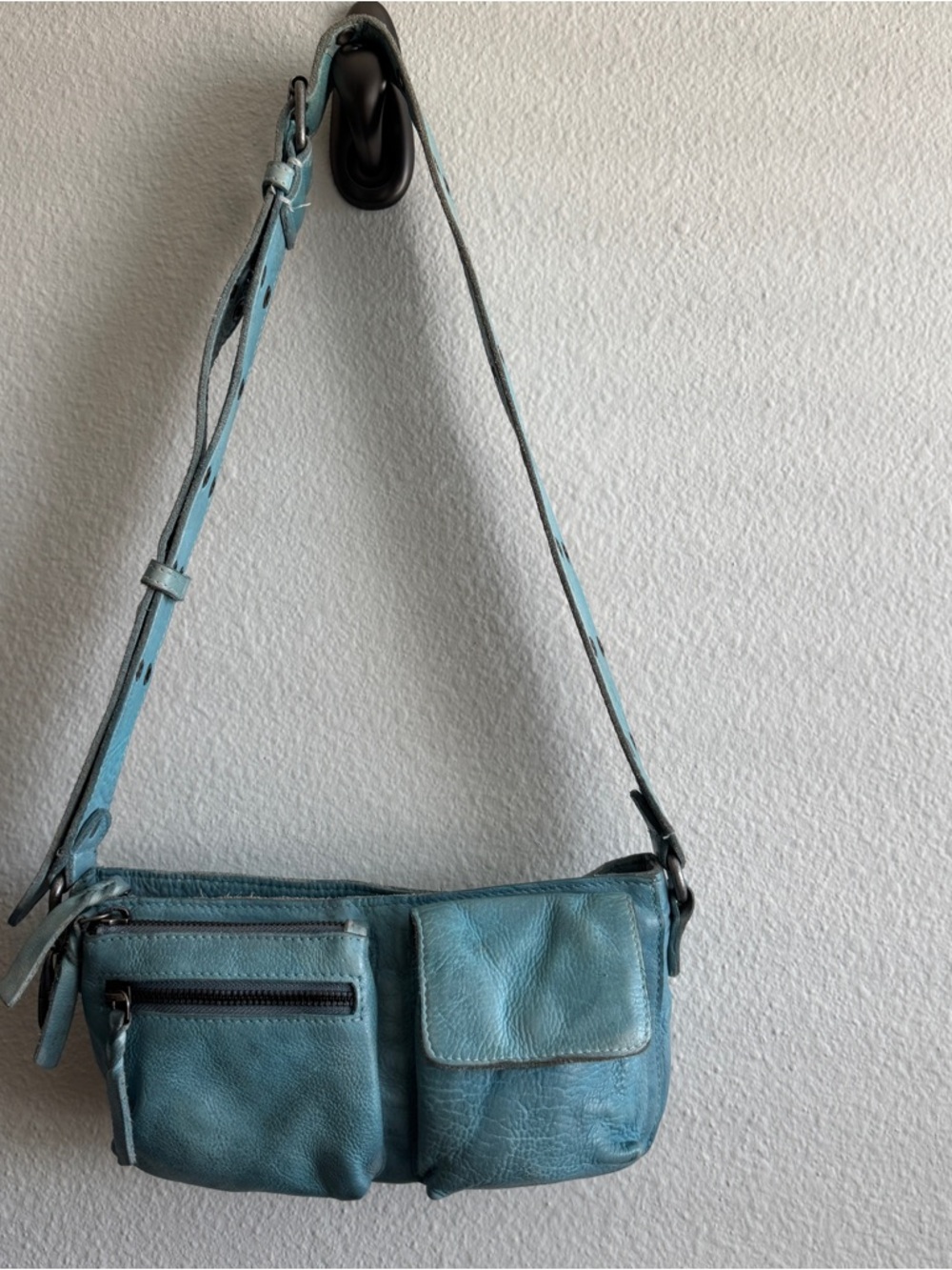 Free People Teal Moto Leather Crossbody Bag